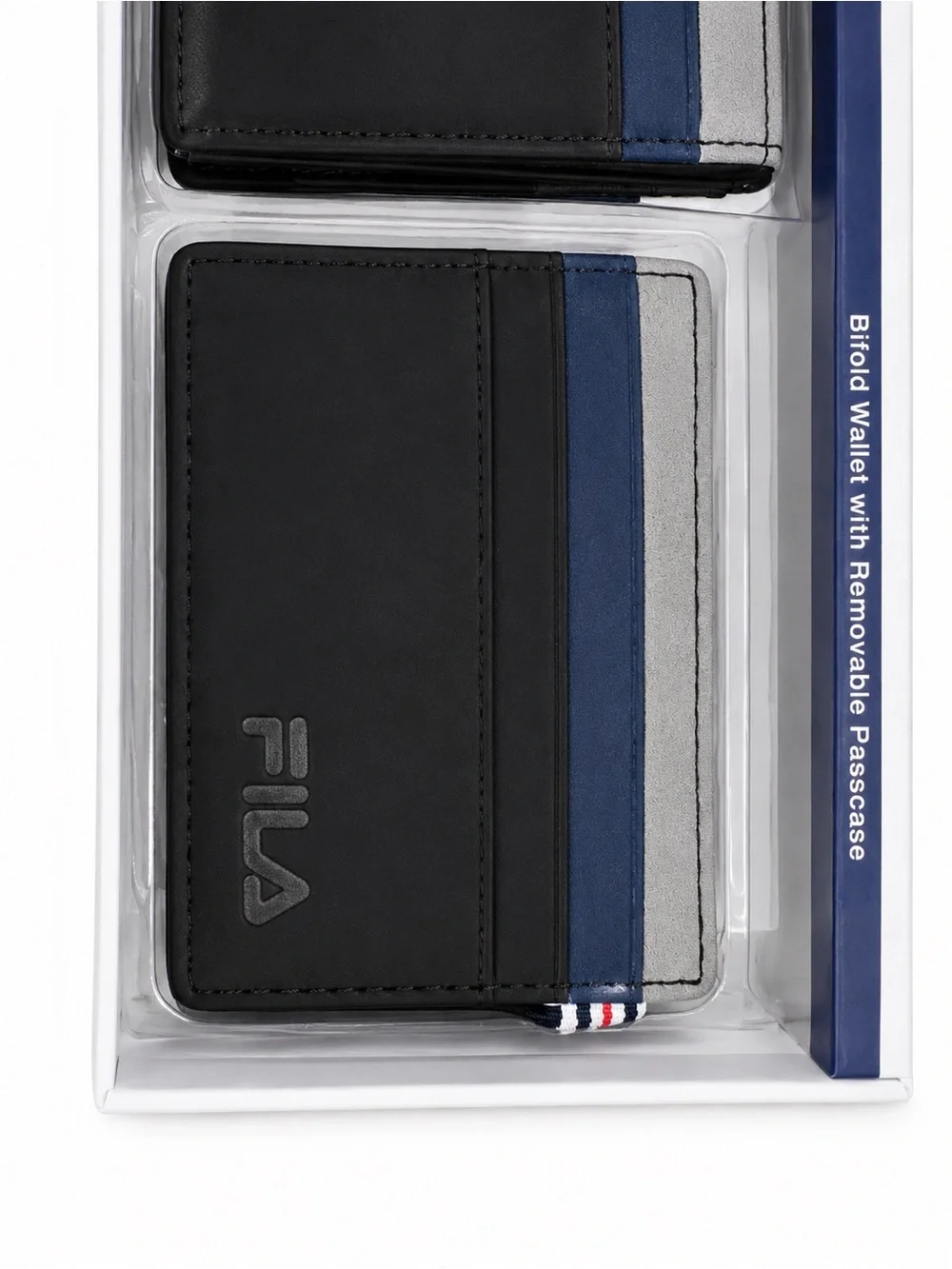 FILA Black Wallet Set with Blue and Gray Accents